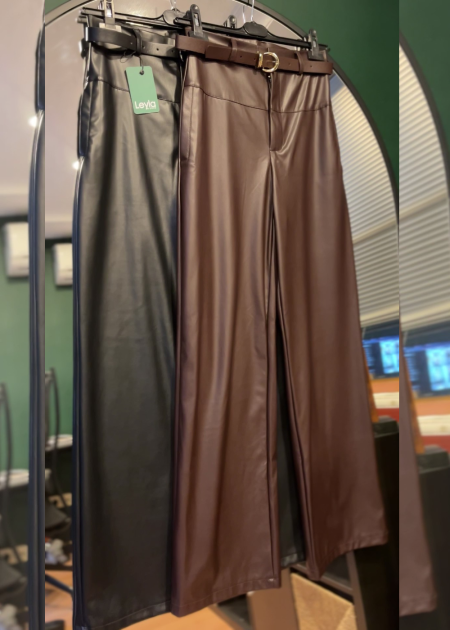 بنطلون جلد رجل عريضة