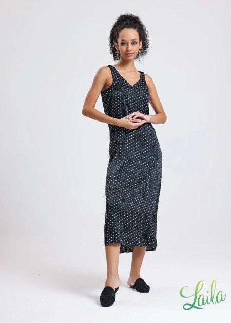 فستان ستان منقط