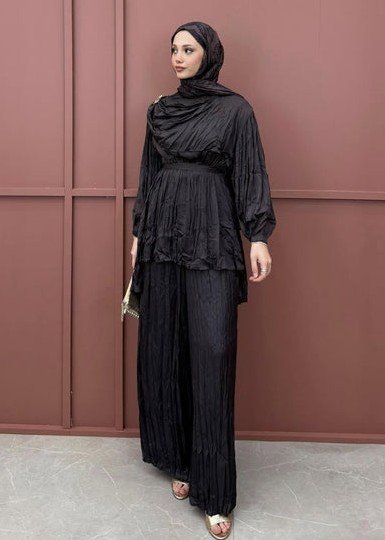 طقم ساتان - بني