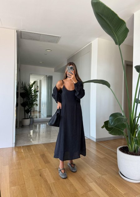 فستان لينن مع قميص